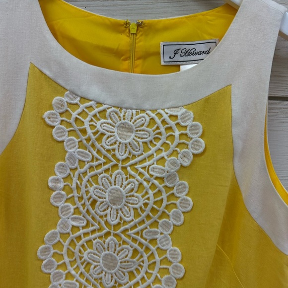 Jessica J Howard Yellow & White Crochet Front Shift Dress – Size 8 - Picture 3 of 6